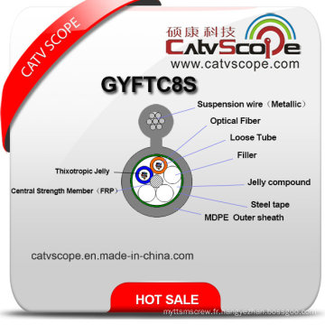 Chine Structure du fournisseur Câblage de la fibre optique Gyftc8s Figure-8 Câble de câble flané avec bande d&#39;acier